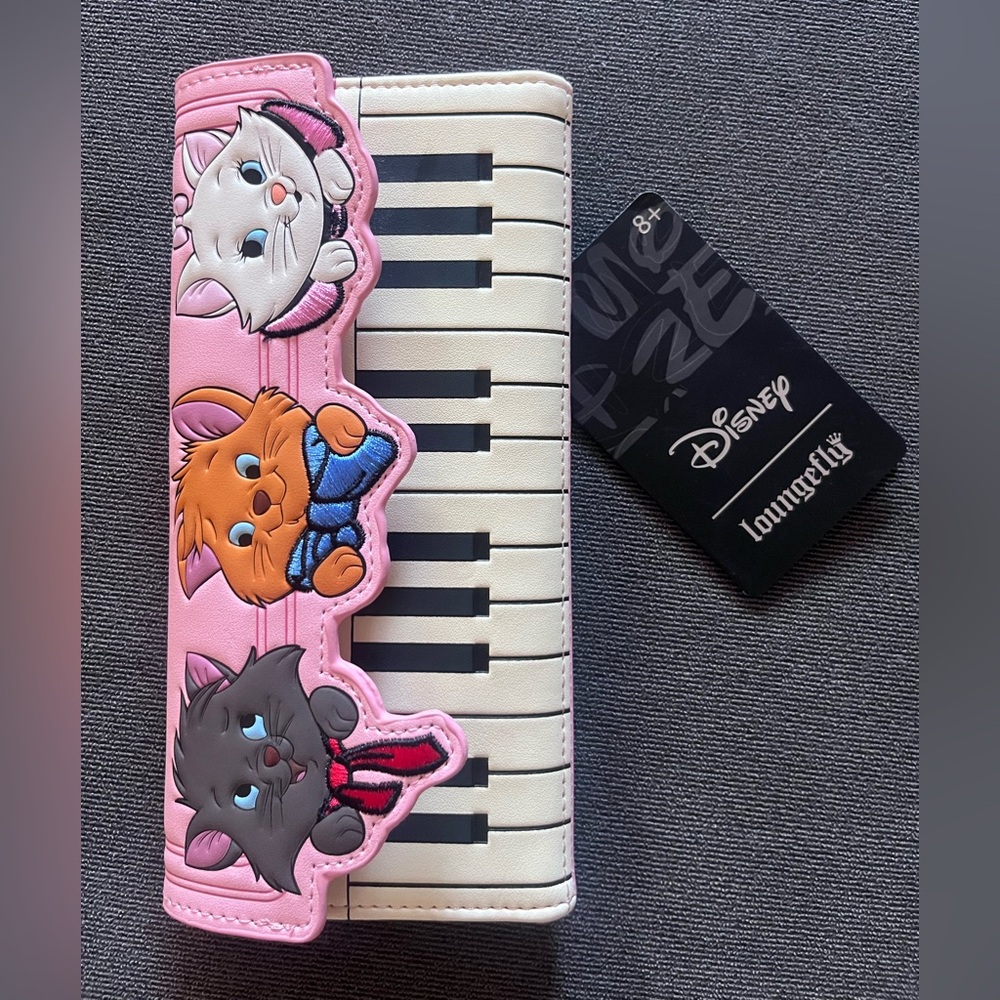 Loungefly Disney Aristocats Piano Kittens Faux Leather Wallet NWT Marie Pink
